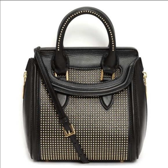 Alexander McQueen Leather Mini Heroine Black Gold Studded Tote - Picture 3 of 16